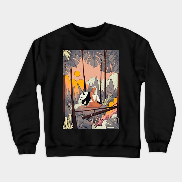 The girl and the panda Crewneck Sweatshirt by Swadeillustrations